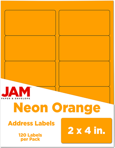 Neon Orange 2 x 4 Address Labels