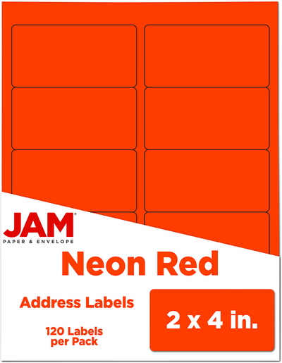 Neon Red 2 x 4 Address Labels