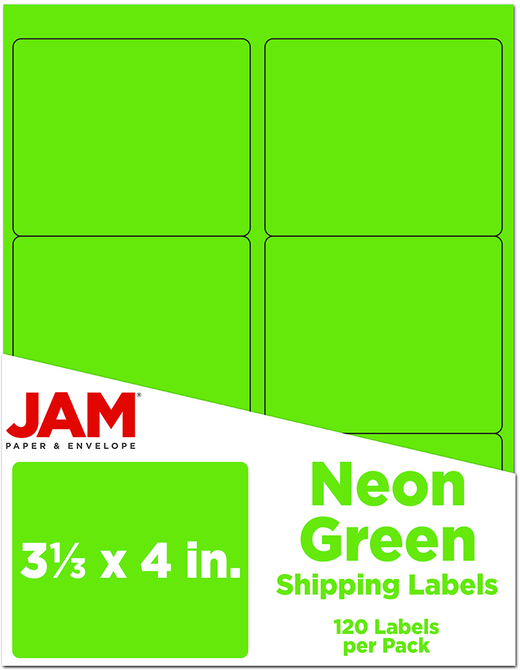 Neon Green 3 1/3 x 4 Shipping Labels