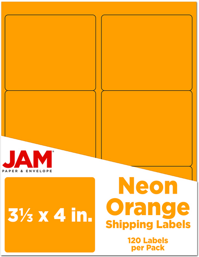 Neon Orange 3 1/3 x 4 Shipping Labels