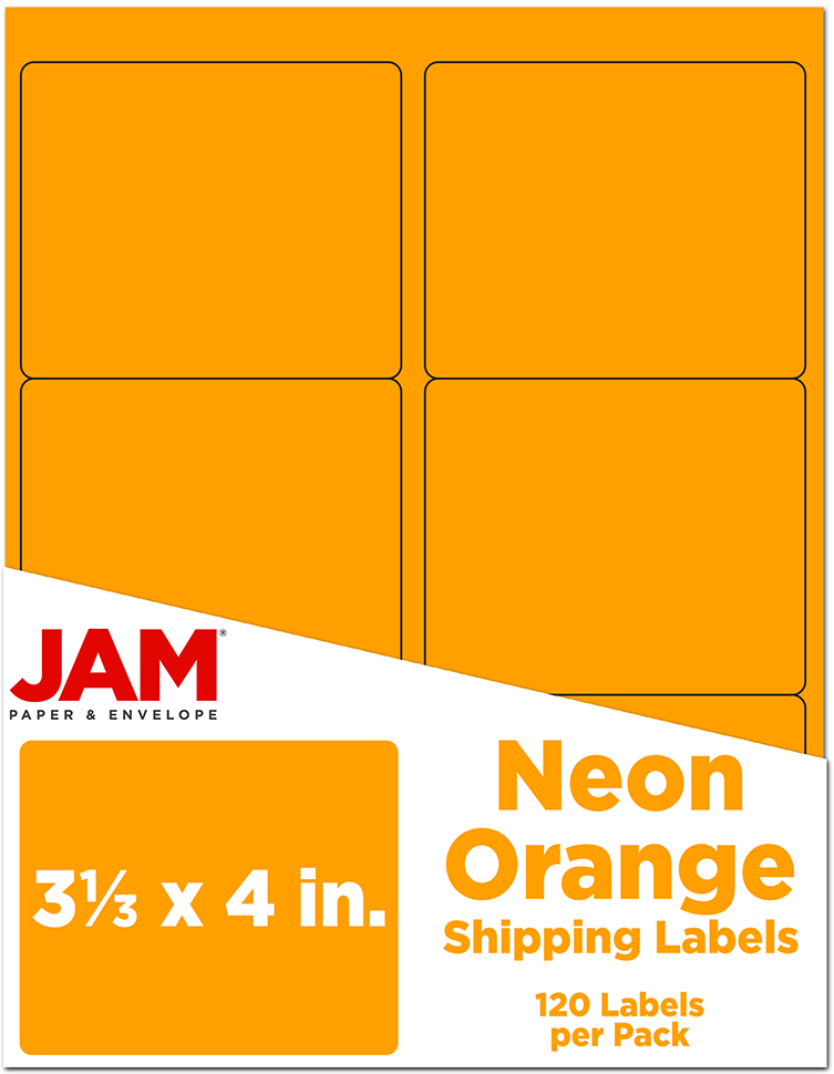 Neon Orange 3 1/3 x 4 Shipping Labels