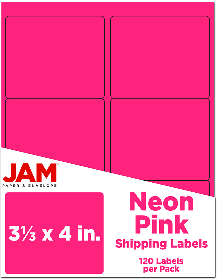 Neon Pink 3 1/3 x 4 Shipping Labels