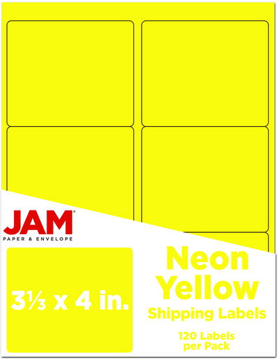Neon Yellow 3 1/3 x 4 Shipping Labels