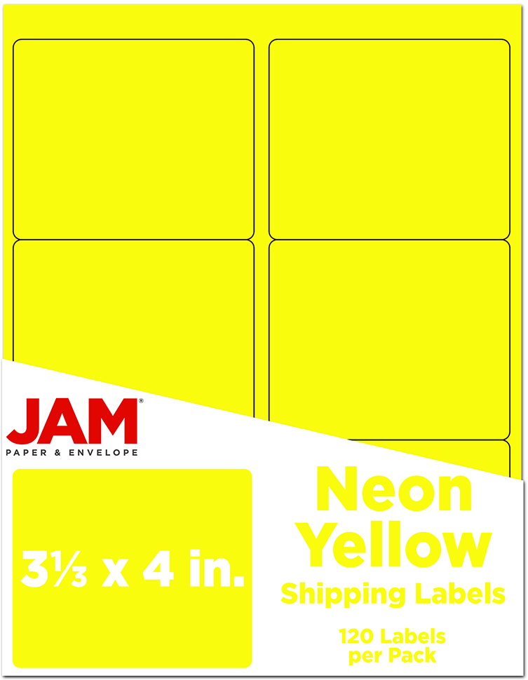 Neon Yellow 3 1/3 x 4 Shipping Labels