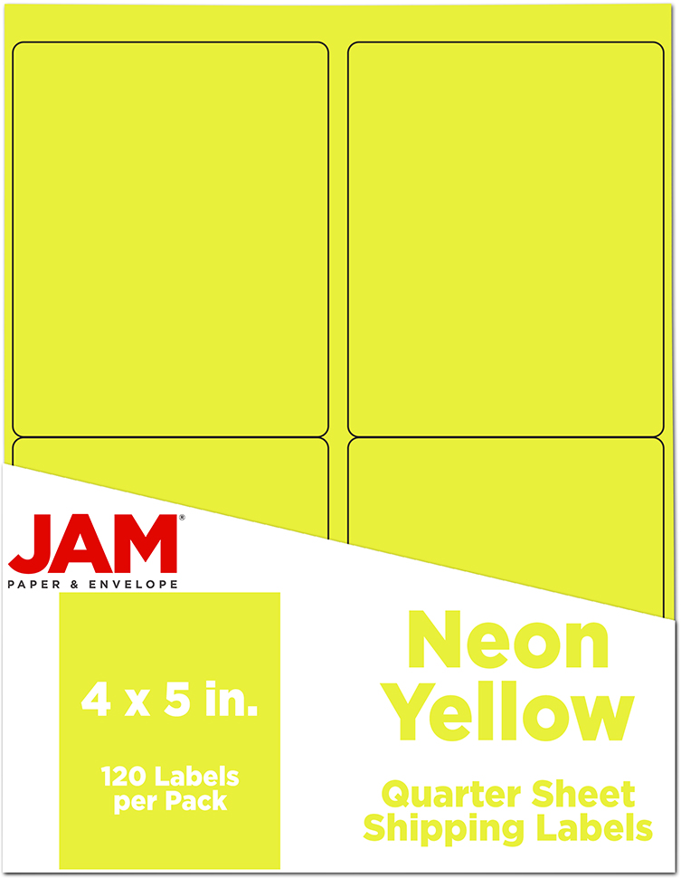 Neon Yellow 4 x 5 Shipping Labels