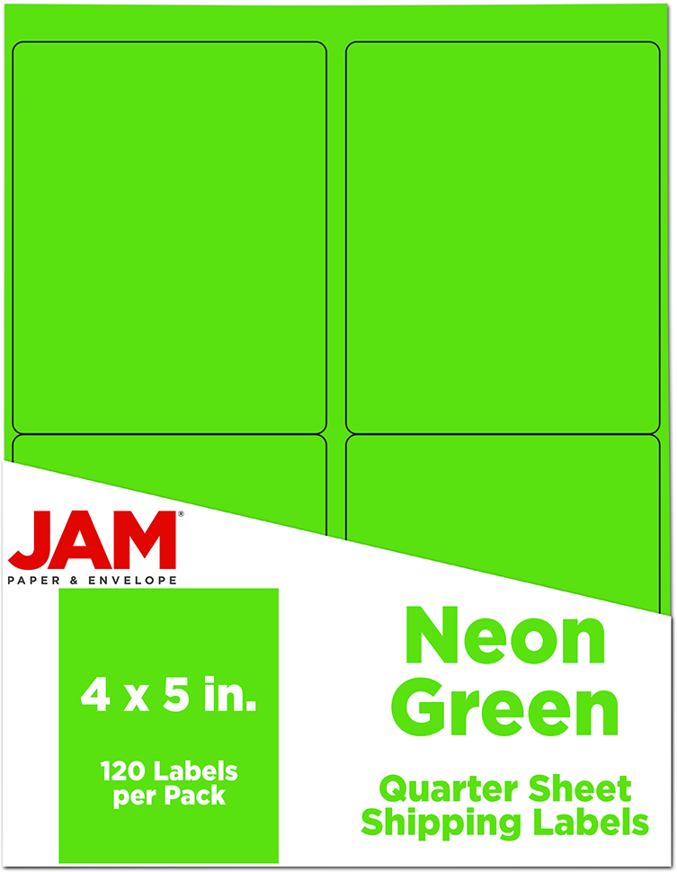 Neon Green 4 x 5 Shipping Labels