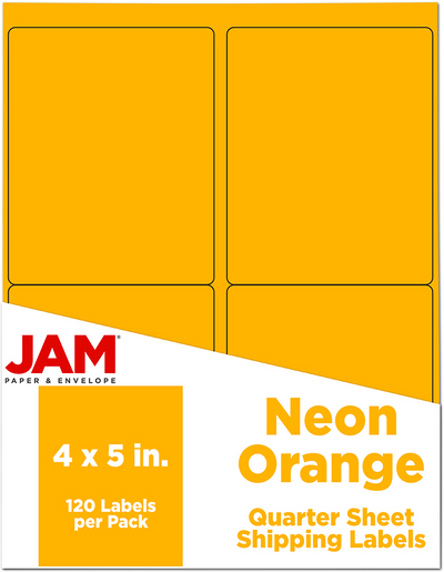 Neon Orange 4 x 5 Shipping Labels