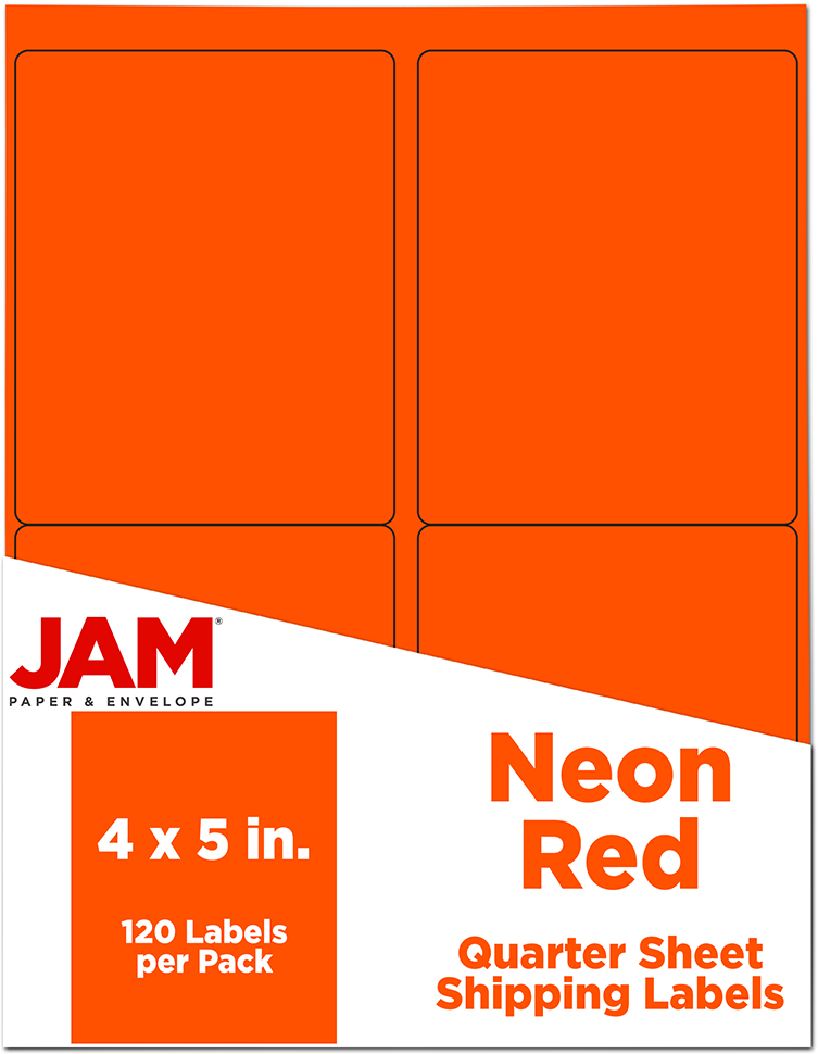Neon Red 4 x 5 Shipping Labels