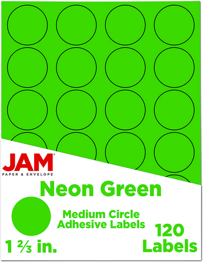 Neon Green Medium 1 2/3 Inch Round Labels