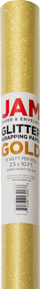 Gold Glitter Wrapping Paper with Tape with Double-Sided Tape Set (25 Sq Ft)