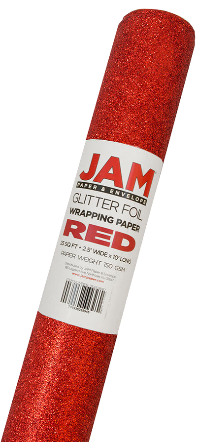 Red Glitter Wrapping Paper (25 Sq Ft)