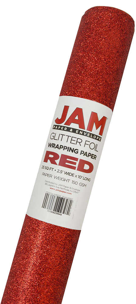 Red Glitter Wrapping Paper (25 Sq Ft)