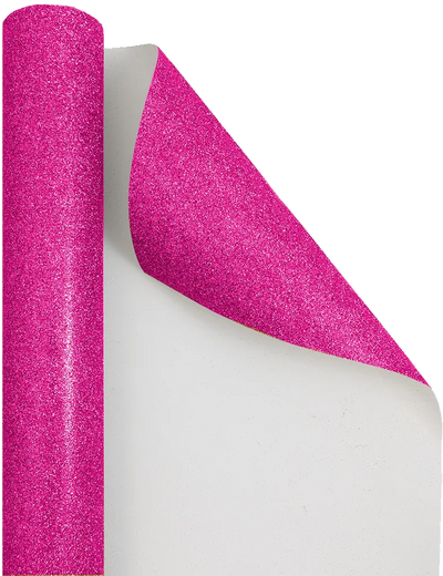 Fuchsia Glitter Wrapping Paper with Tape with Double-Sided Tape Set (25 Sq Ft)