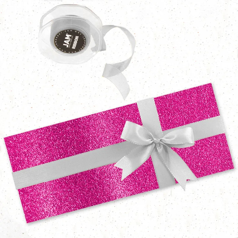 Fuchsia Glitter Wrapping Paper with Tape with Double-Sided Tape Set (25 Sq Ft)