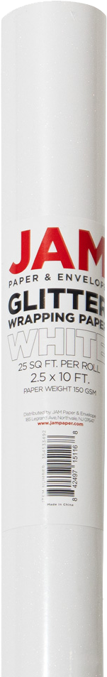 White Glitter Wrapping Paper with  Tape White with Tape with Double-Sided Tape Set (25 Sq Ft)