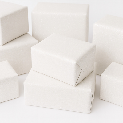 White Glitter Wrapping Paper (25 Sq Ft)