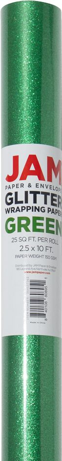 Green Glitter Wrapping Paper (25 Sq Ft)
