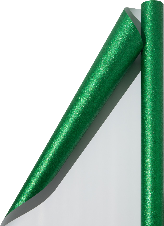 Green Glitter Wrapping Paper with Tape with Double-Sided Tape Set (25 Sq Ft)