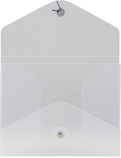 Clear Frost Small 5 1/4 x 6 3/4 x 3/8 Plastic Portfolios with Button and String