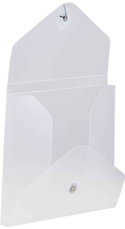 Clear Frost Small 5 1/4 x 6 3/4 x 3/8 Plastic Portfolios with Button and String