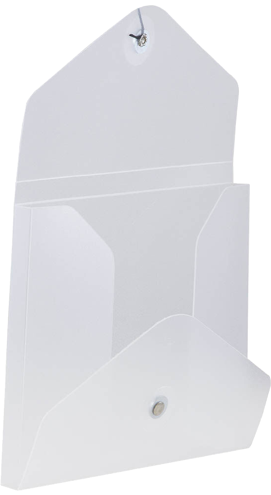 Clear Frost Small 5 1/4 x 6 3/4 x 3/8 Plastic Portfolios with Button and String