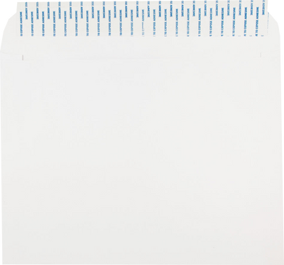 White 28lb 9 1/2 x 12 1/2 Booklet Envelopes with Peel & Seal