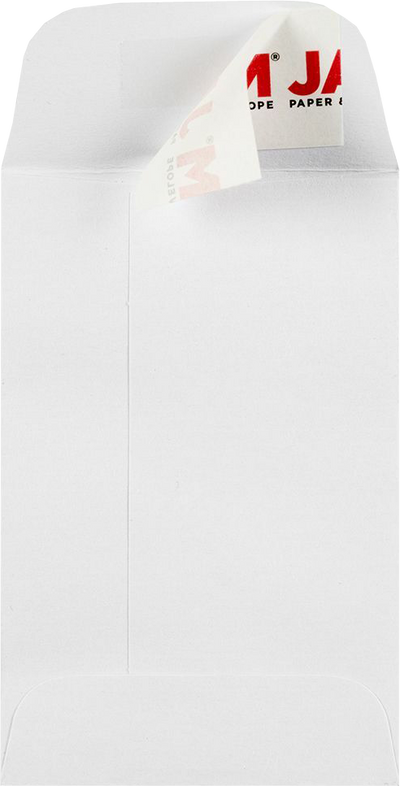 White 28lb #1 Coin Envelopes (2 1/4 x 3 1/2) with Peel & Seal