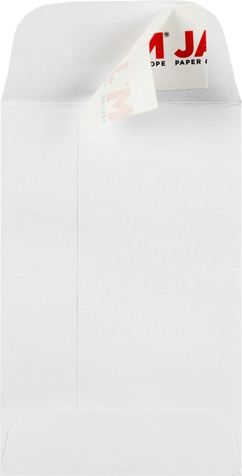White 28lb #1 Coin Envelopes (2 1/4 x 3 1/2) with Peel & Seal