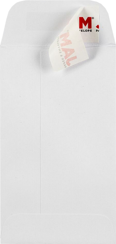 White 28lb #3 Coin Envelopes (2 1/2 x 4 1/4) with Peel & Seal