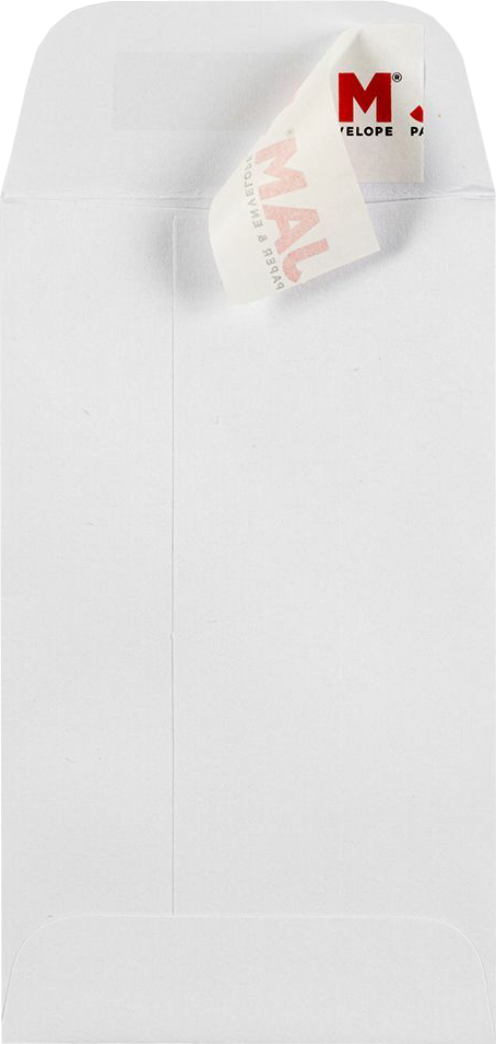 White 28lb #3 Coin Envelopes (2 1/2 x 4 1/4) with Peel & Seal