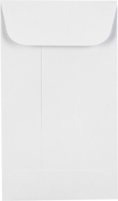 White 28lb #3 Coin Envelopes (2 1/2 x 4 1/4) with Peel & Seal