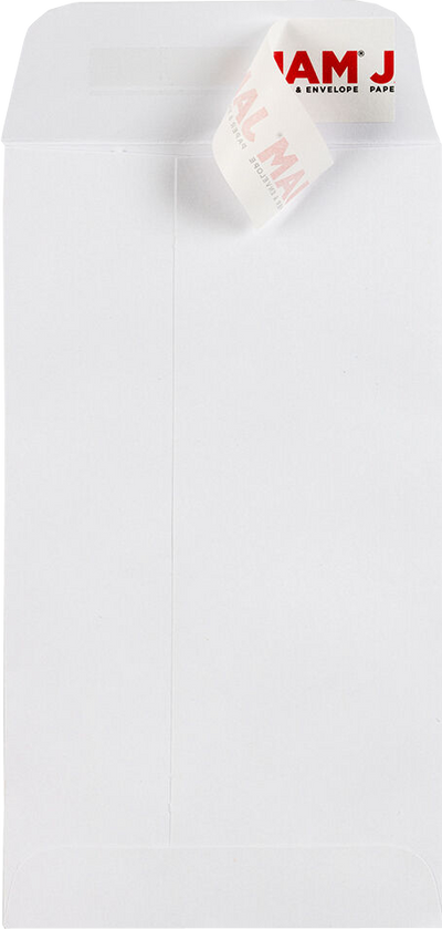 White 28lb #6 Coin Envelopes (3 3/8 x 6) with Peel & Seal