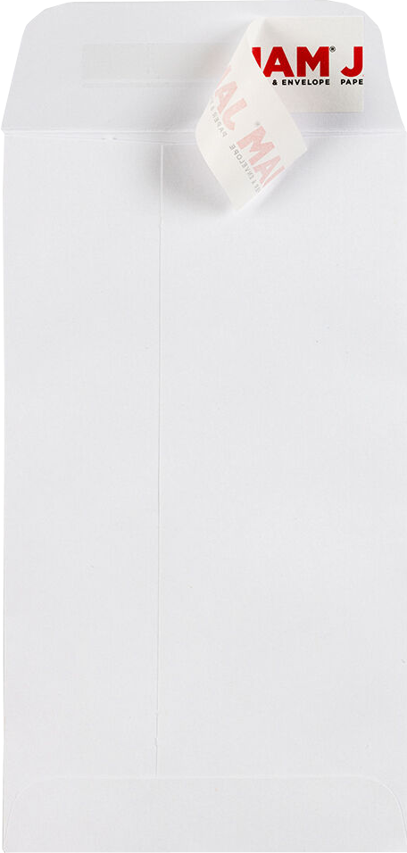 White 28lb #6 Coin Envelopes (3 3/8 x 6) with Peel & Seal
