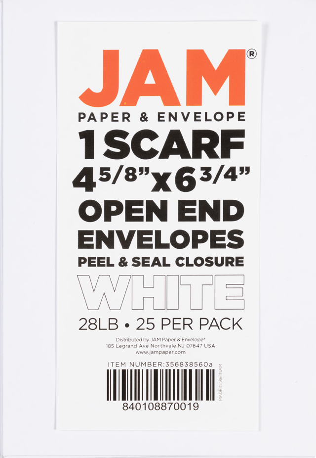 White 28lb 1 Scarf 4 5/8 x 6 3/4 Envelopes with Peel & Seal