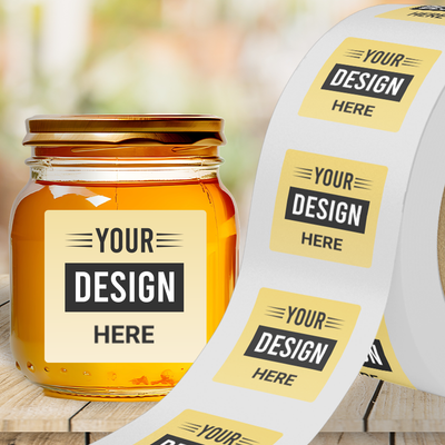 Light Gold 4 x 4 Inch Roll of Square Outdoor Labels - Weather Resistant