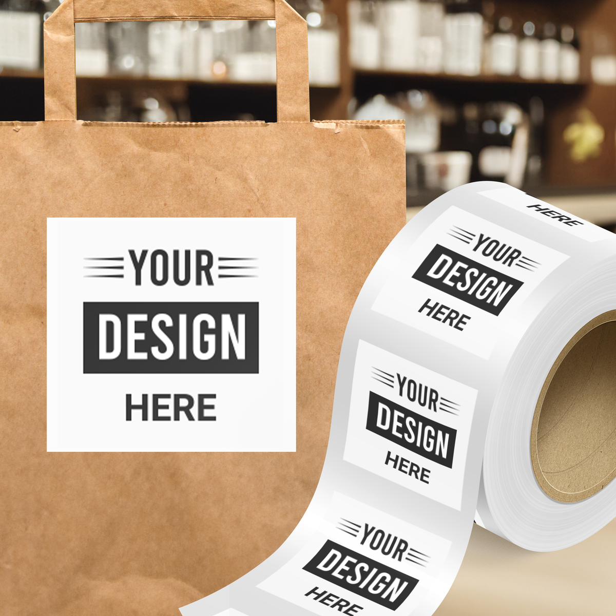 White 3 x 3 Inch Roll of Square Labels - Tear Resistant with High Gloss Film Layer