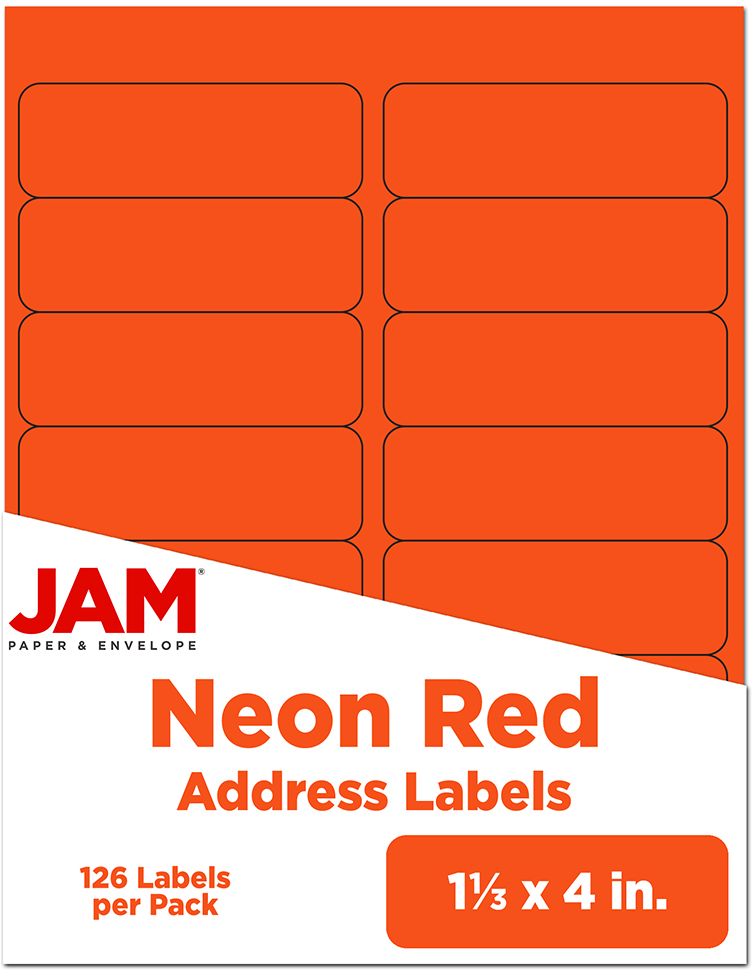 Neon Red 1 1/3 x 4 Address Labels