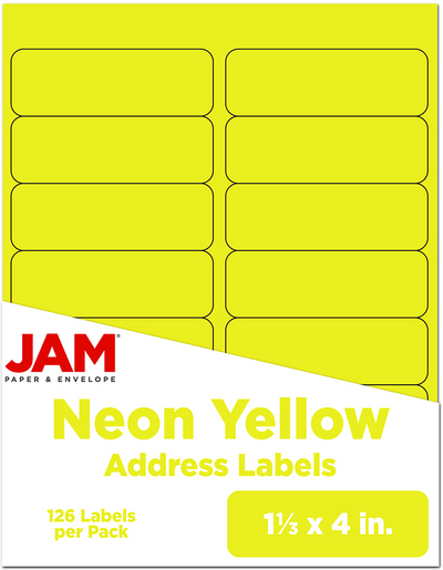 Neon Yellow 1 1/3 x 4 Address Labels