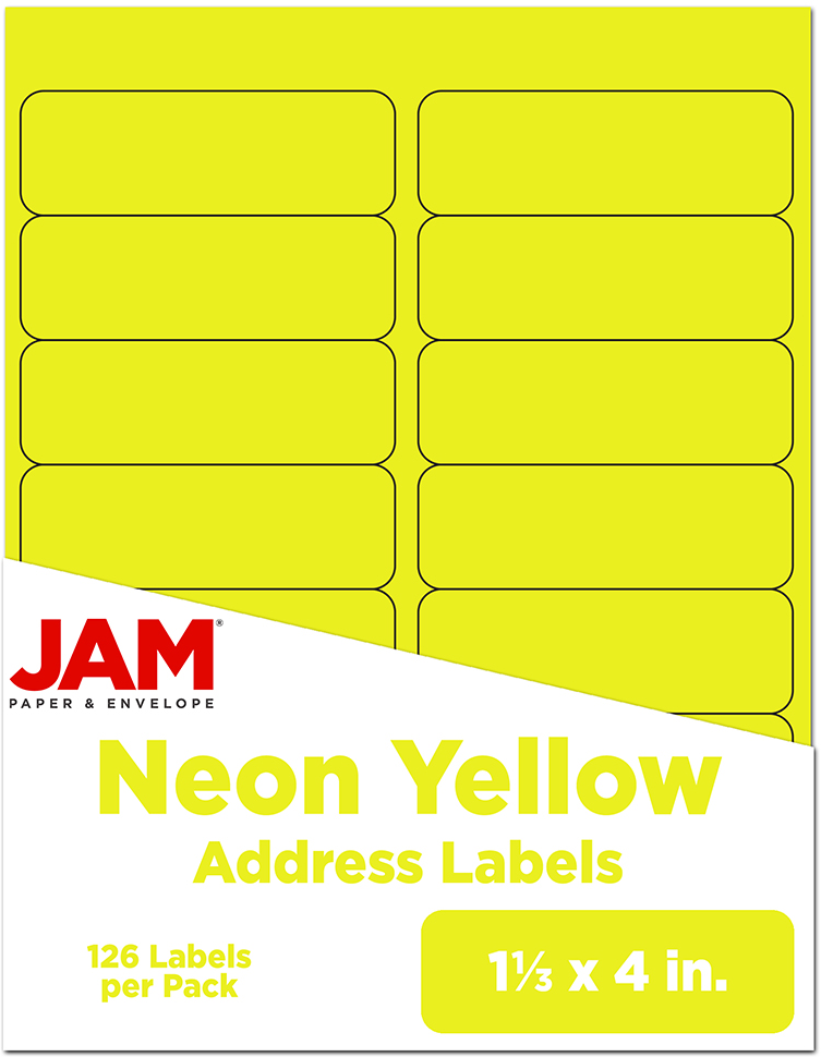 Neon Yellow 1 1/3 x 4 Address Labels