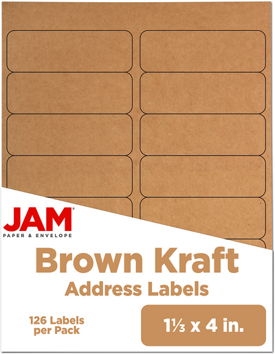 Brown Kraft 1 1/3 x 4 Address Labels