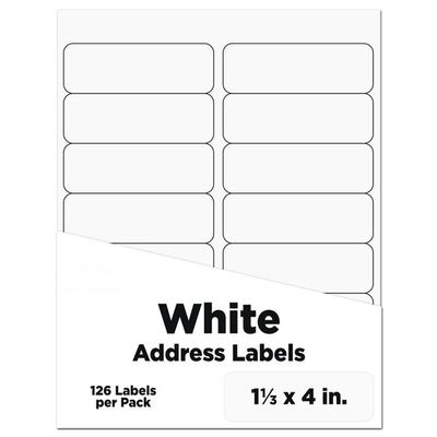 White 1 1/3 x 4 Address Labels