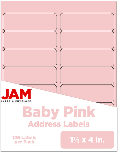 Baby Pink 1 1/3 x 4 Address Labels