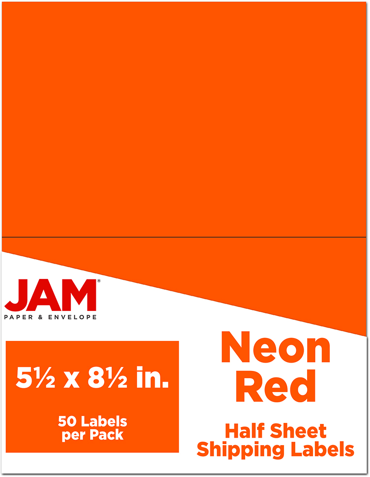 Neon Red 5 1/2 x 8 1/2 Half Sheet Shipping Labels