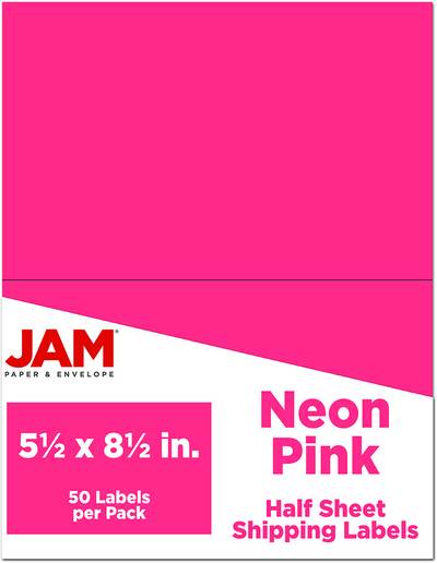 Neon Pink 5 1/2 x 8 1/2 Half Sheet Shipping Labels
