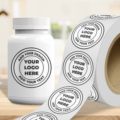 White Window 5 Inch Roll of Circular Round Labels - Decal Removable