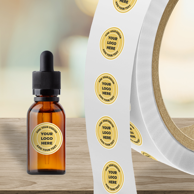 Matte Gold Foil 1 Inch Roll of Circular Round Labels - Durable
