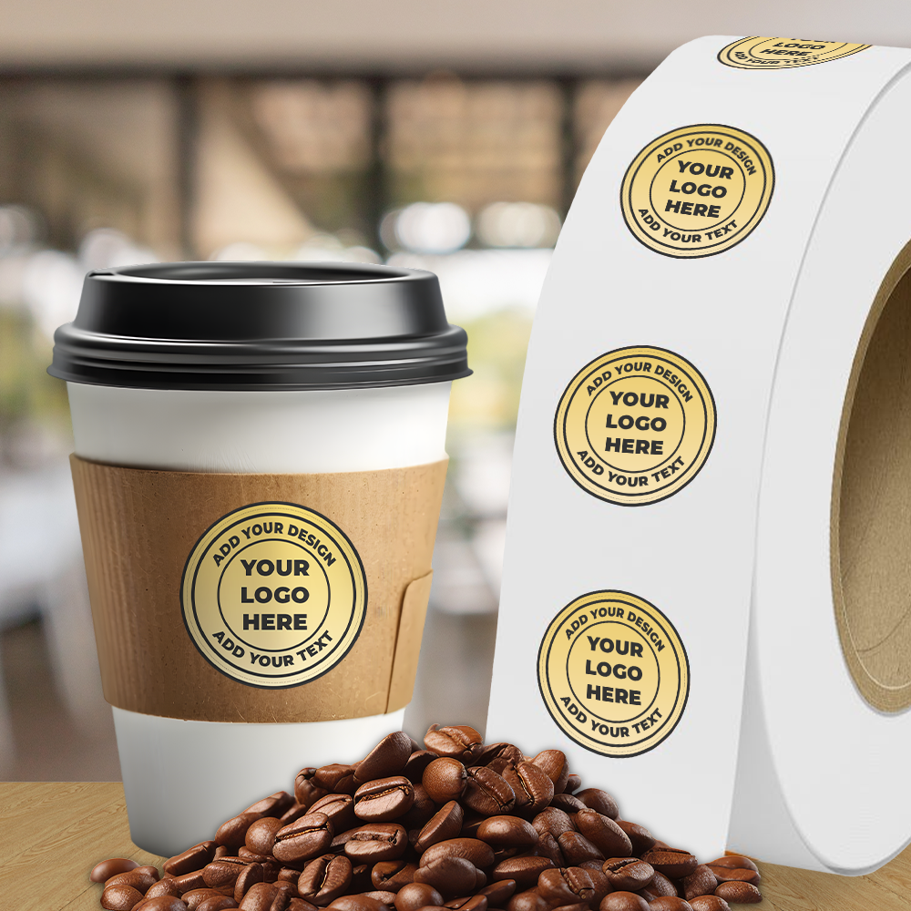 Matte Gold Foil 2 Inch Roll of Circular Round Labels - Durable