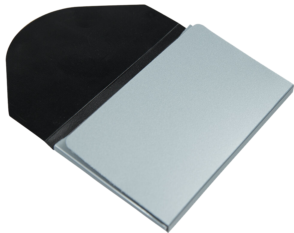Silver Metallic Plastic Business Card Case - 20 Card Capacity