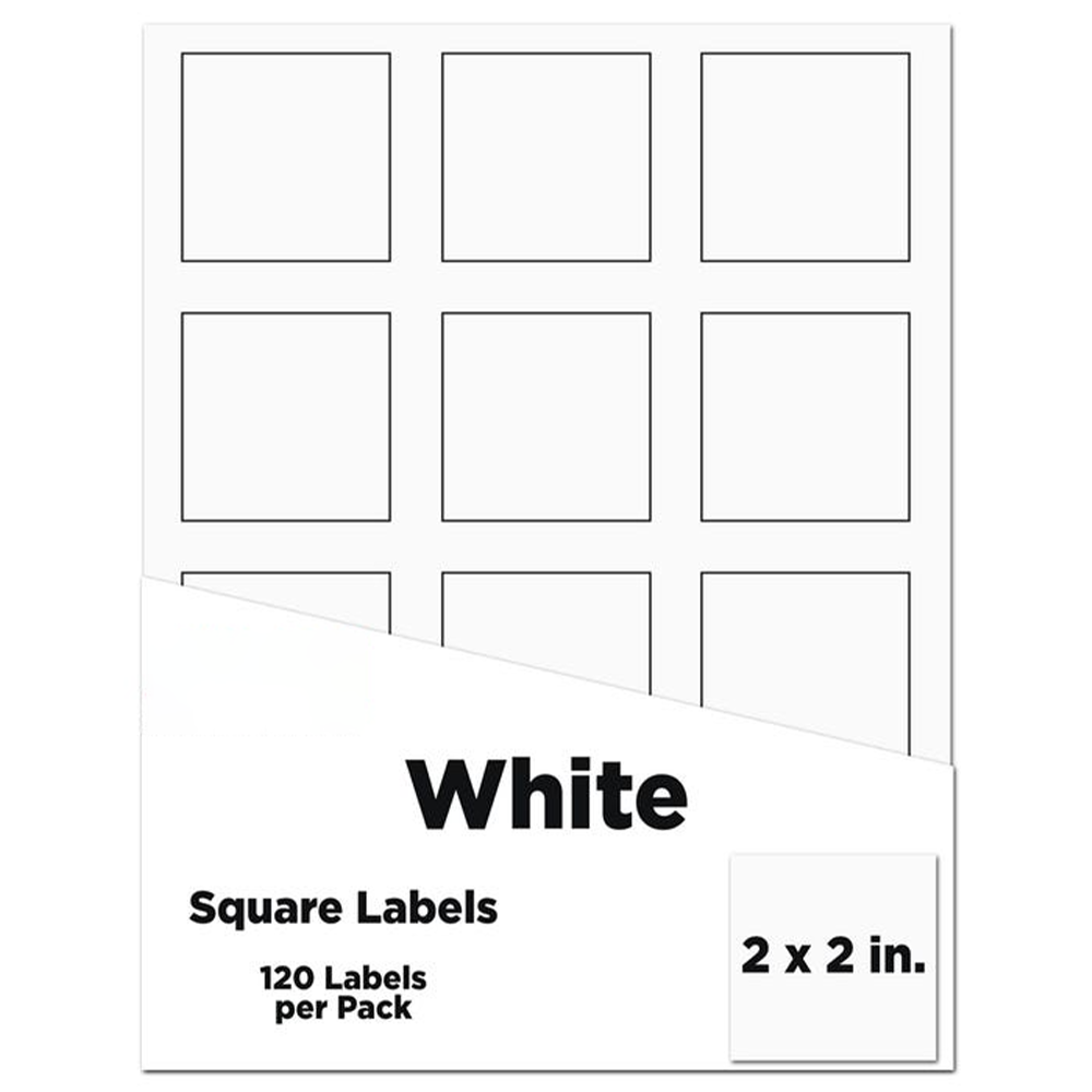 White 2 x 2 Square Labels