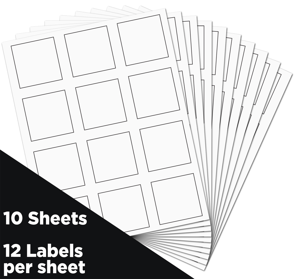 White 2 x 2 Square Labels